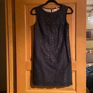 Loft black eyelet dress, fully lined EUC!